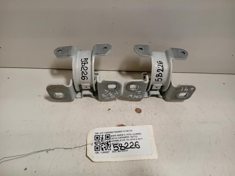 Cerniera Tetto Apribile DX KIT 73009597300960 Bmw Serie 2 F23 Cabrio 2014