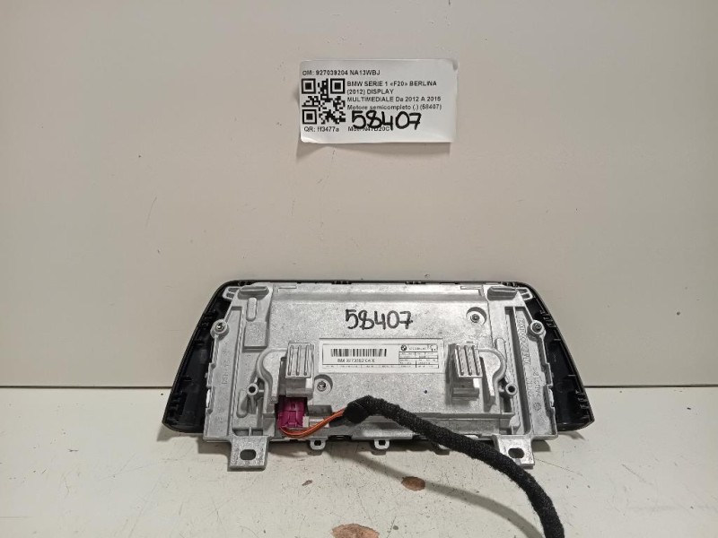 Display Multimediale 927039204 Bmw Serie 1 F20 Berlina 2012