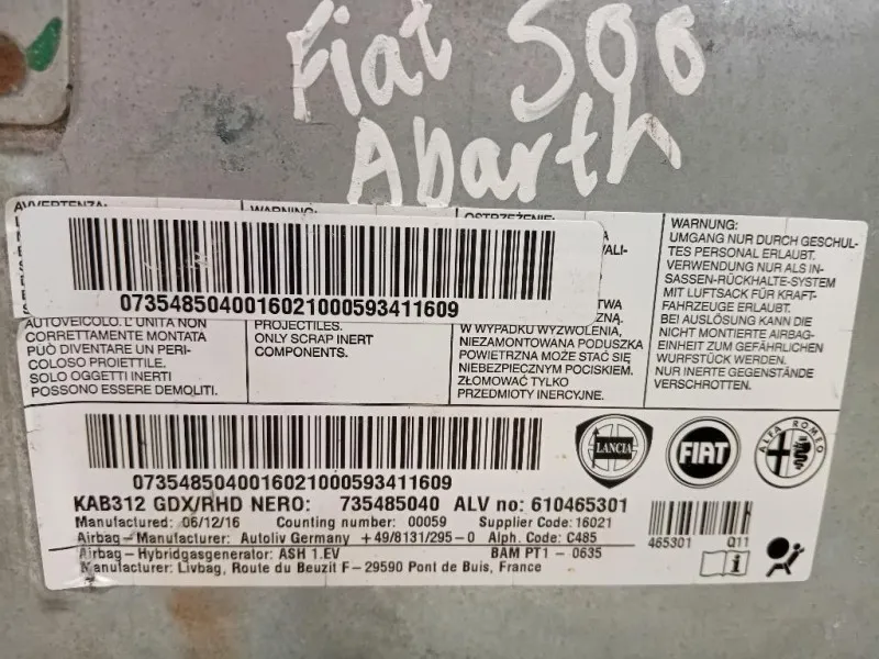 Air-bag Ginocchia DX 610465301 Fiat 500 II 2015