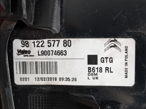 Fanale POST SX 9812257780 Citroen C3 III 2016