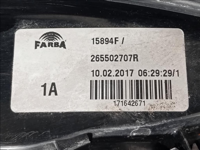 Fanale POST SX 265502707R Smart Forfour 453 2015