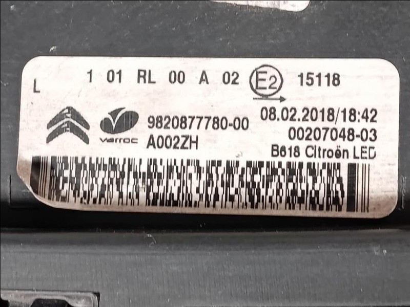 Fanalino LUCE Diurna ANT SX 9820877780 Citroen C3 III 2016