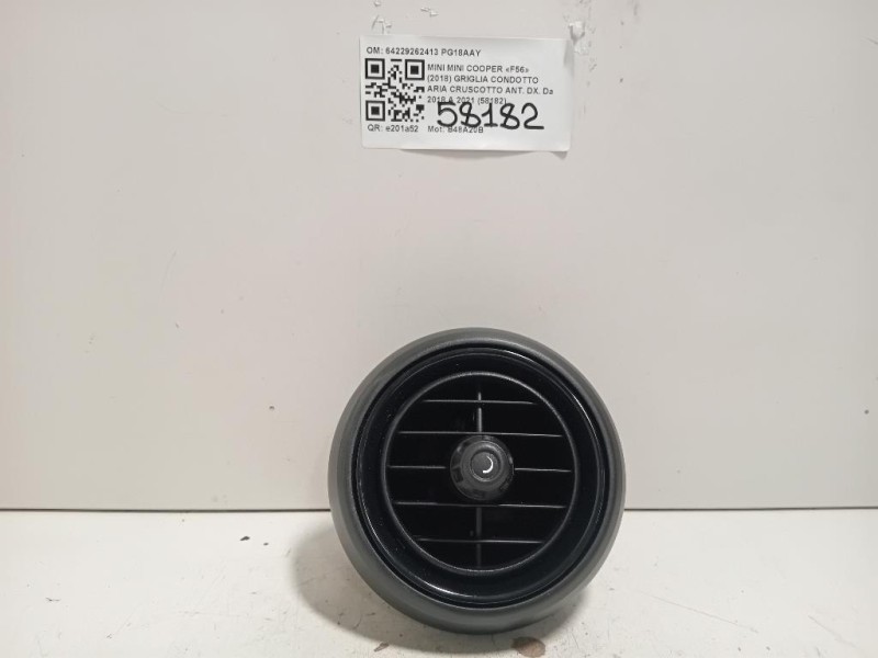Griglia Condotto ARIA Cruscotto ANT DX 64229262413 Mini MINI Cooper F56 2018
