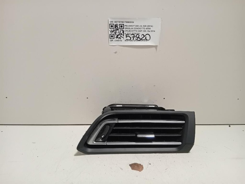 Griglia Condotto ARIA Cruscotto ANT DX 96778766 Peugeot 308 II SW 2014