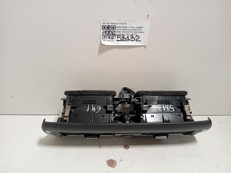 Griglia Condotto ARIA Cruscotto Centrale 931794403 Bmw Serie 2 F23 Cabrio 2014