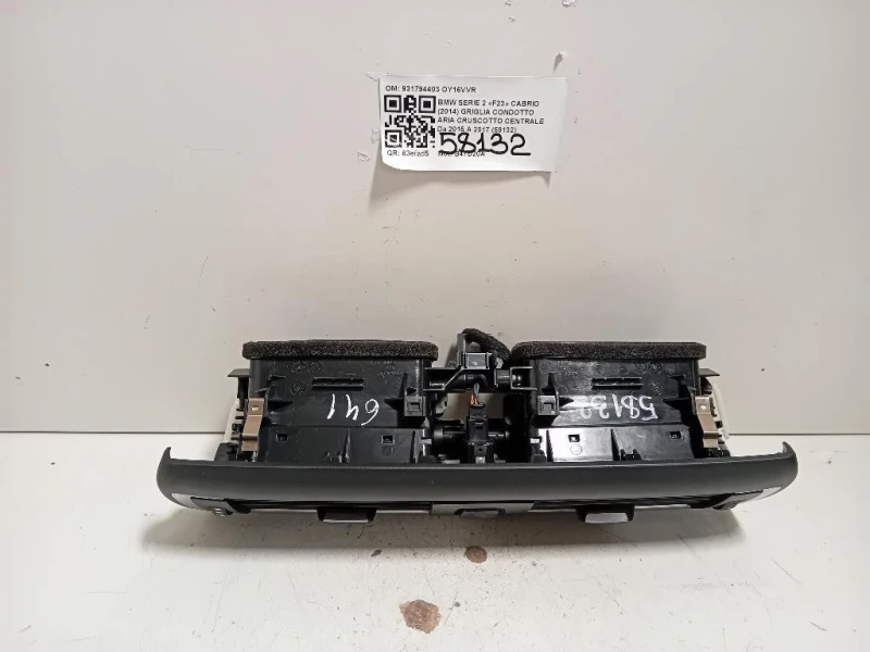 Griglia Condotto ARIA Cruscotto Centrale 931794403 Bmw Serie 2 F23 Cabrio 2014
