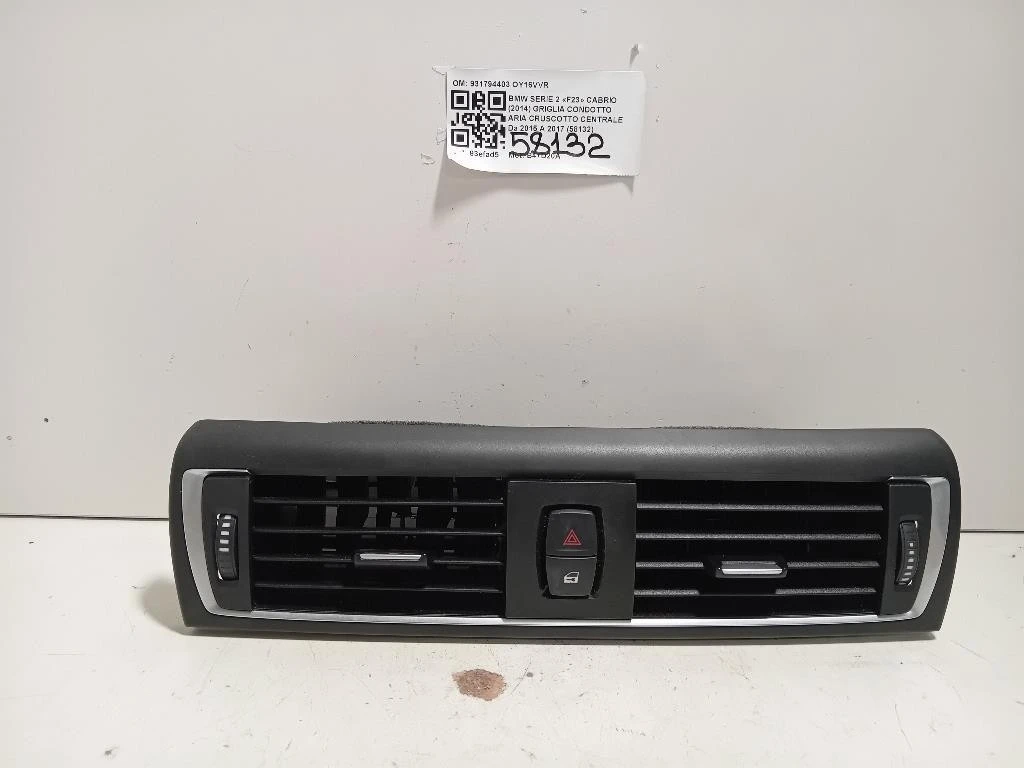 Griglia Condotto ARIA Cruscotto Centrale 931794403 Bmw Serie 2 F23 Cabrio 2014