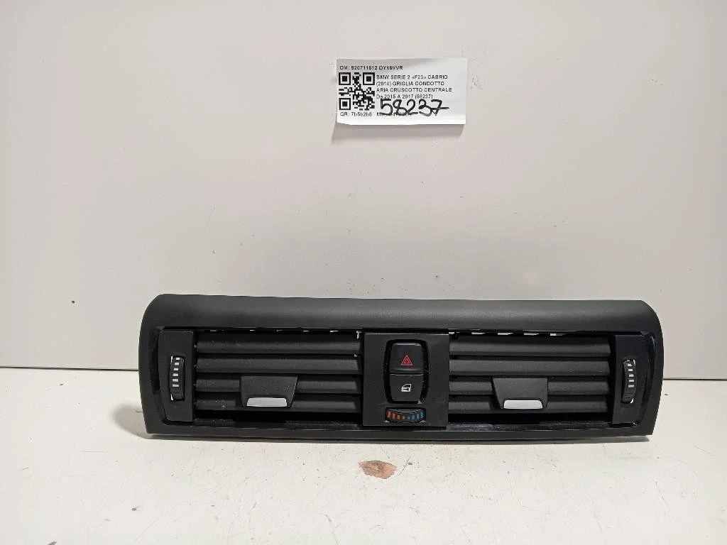 Griglia Condotto ARIA Cruscotto Centrale 920711612 Bmw Serie 2 F23 Cabrio 2014