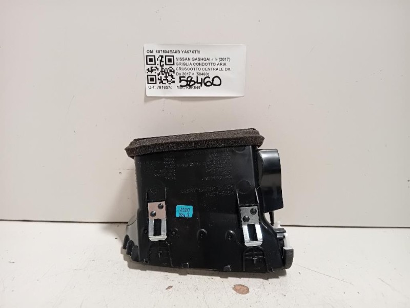 Griglia Condotto ARIA Cruscotto Centrale DX 687504EA0B Nissan Qashqai II 2017
