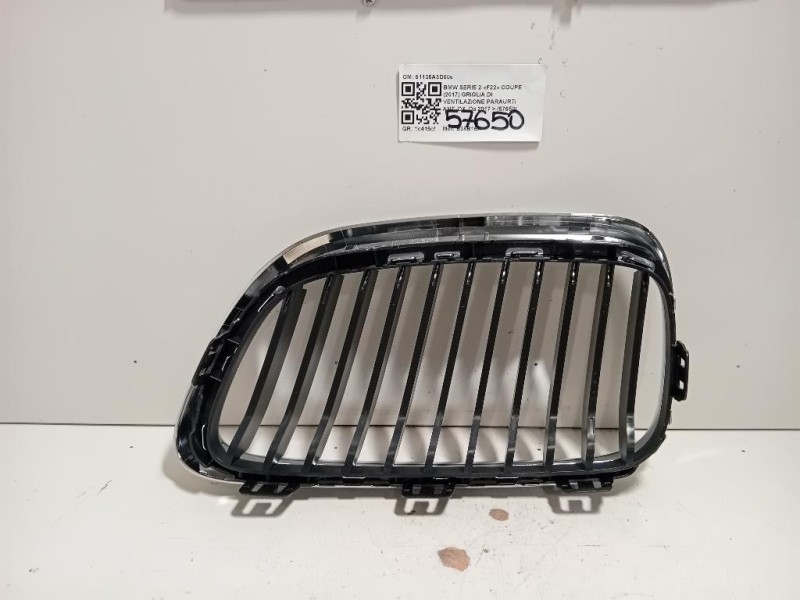 Griglia DI Ventilazione Paraurti ANT DX 51135A3D006 Bmw Serie 2 F22 Coupe 2017