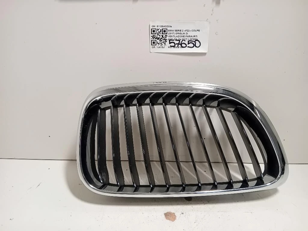 Griglia DI Ventilazione Paraurti ANT DX 51135A3D006 Bmw Serie 2 F22 Coupe 2017