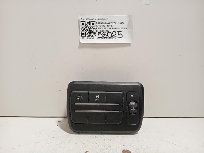 Interruttore Regolazione FARI 8530035180 Ssangyong Tivoli 2015