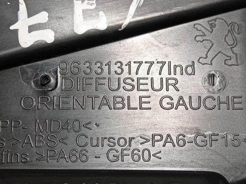 KIT Griglie Condotto ARIA Cruscotto 96331317779673131677 Peugeot 2008 I 2016