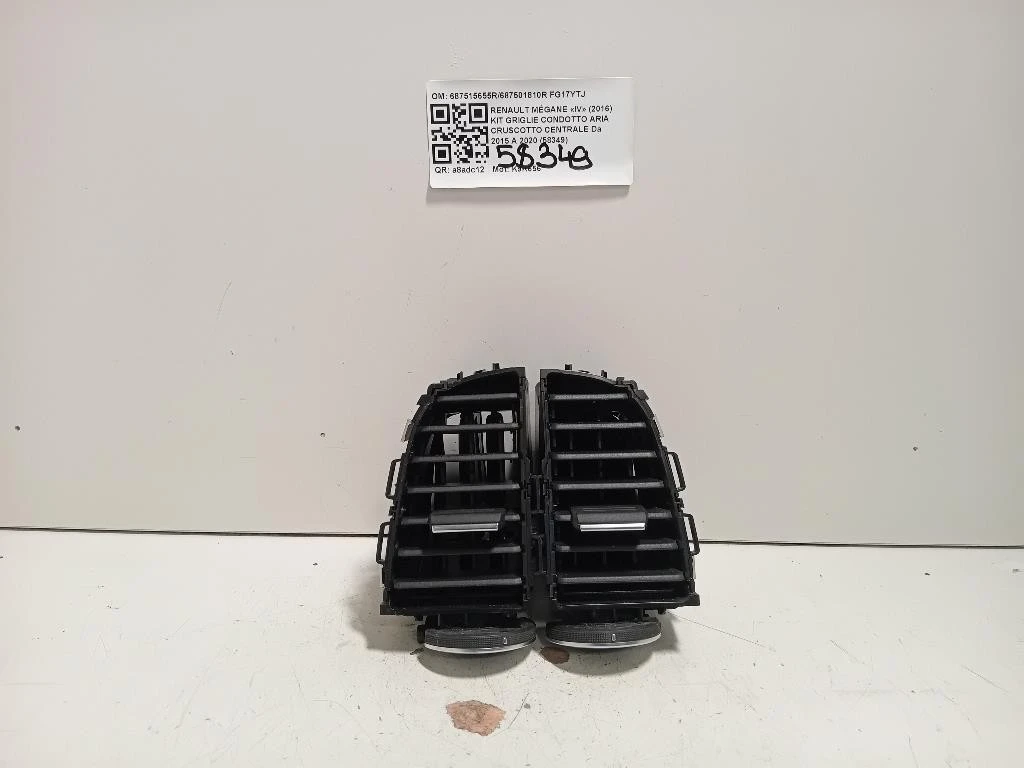 KIT Griglie Condotto ARIA Cruscotto Centrale 687515655R687501810R Renault Mégane IV 2016