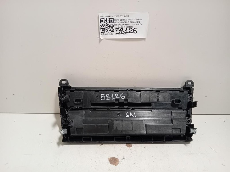 Modulo Comando Riscaldamento Clima 6411933877203 Bmw Serie 2 F23 Cabrio 2014