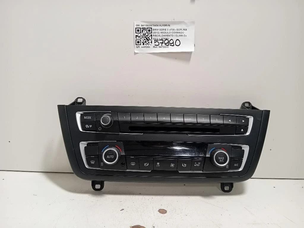 Modulo Comando Riscaldamento Clima 6411922678404 Bmw Serie 3 F30 Berlina 2012