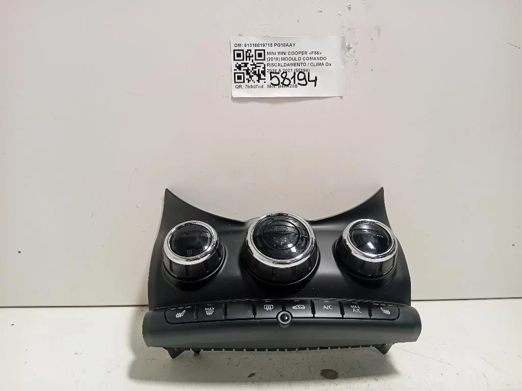 Modulo Comando Riscaldamento Clima 61316819715 Mini MINI Cooper F56 2018