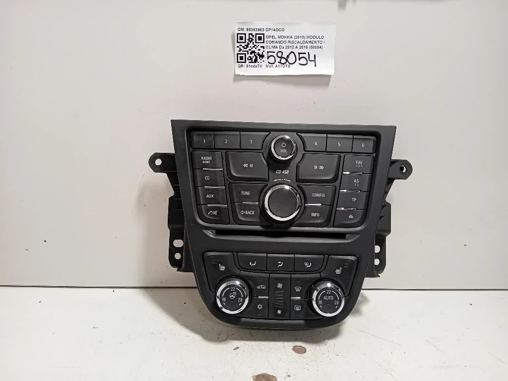 Modulo Comando Riscaldamento Clima 95363963 Opel Mokka 2013