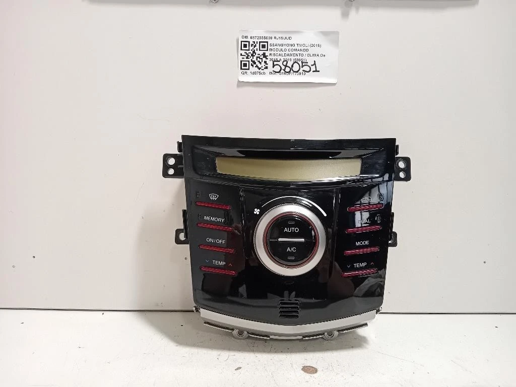 Modulo Comando Riscaldamento Clima 6872035000 Ssangyong Tivoli 2015