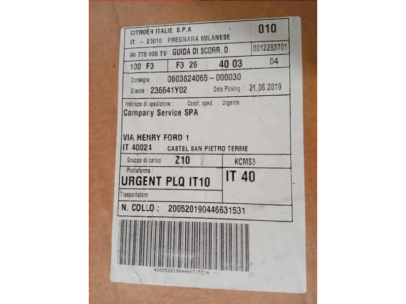 Canalina Guida Cristallo Porta LATO ANT ANT DX 96778938TV Peugeot 308 II 2017