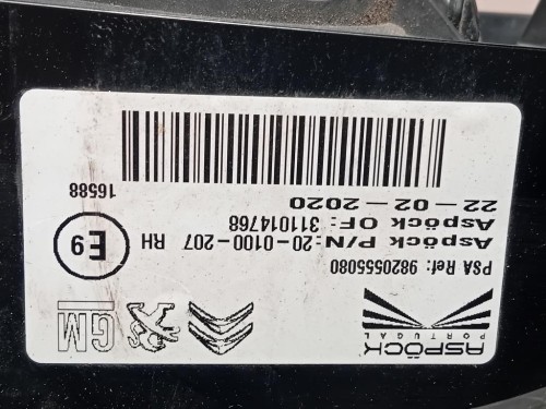 Fanale POST DX 9820555080 Opel Combo E 2018
