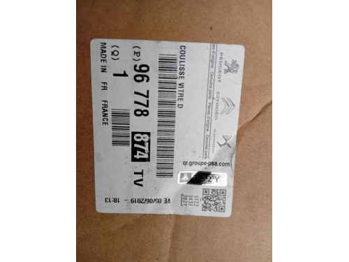 Canalina Scorrimento Cristallo Porta POST DX 96778874TV Peugeot 308 II 2017