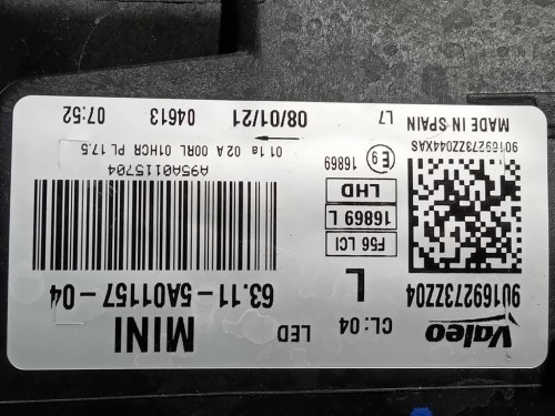 Proiettore ANT SX 63115A115704 Mini MINI Clubman F54 2016