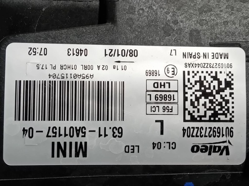Proiettore ANT SX 63115A115704 Mini MINI Clubman F54 2016
