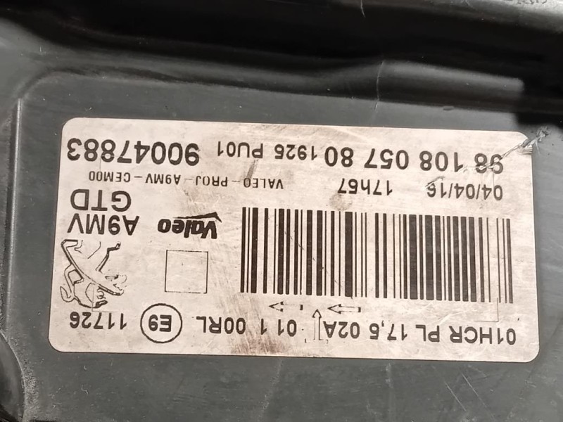 Proiettore ANT SX 90047883 Peugeot 208 I 2015