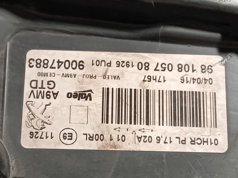 Proiettore ANT SX 90047883 Peugeot 208 I 2015