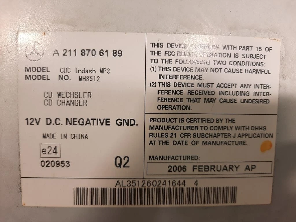 Caricatore CD A2118706189 Mercedes Classe SLK R171 2004