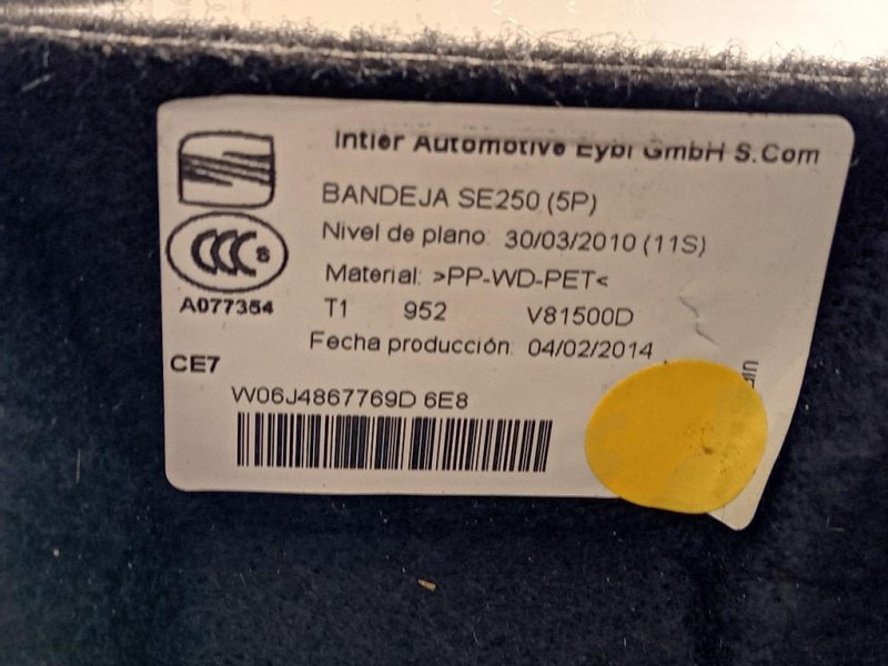 Ripiano Copertura VANO Bagagli RIPIANO COPERTURA VANO BAGAGLI Seat Ibiza V 6J1 Coupe 2013