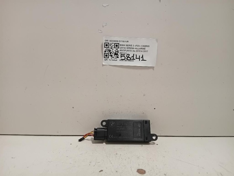 Sirena Allarme Antifurto 9233009 Bmw Serie 2 F23 Cabrio 2014