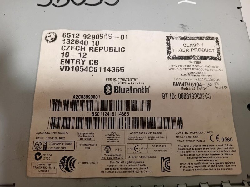 Unità Autoradio 65129290989 Bmw Serie 1 F20 Berlina 2012