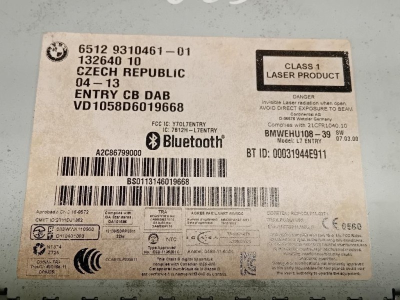 Unità Autoradio 65129310461 Bmw Serie 3 F30 Berlina 2012