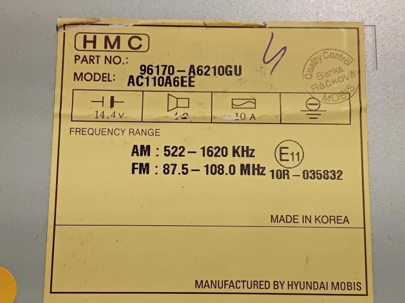 Unità Autoradio 96170-A6210GU Hyundai I30 II 2015