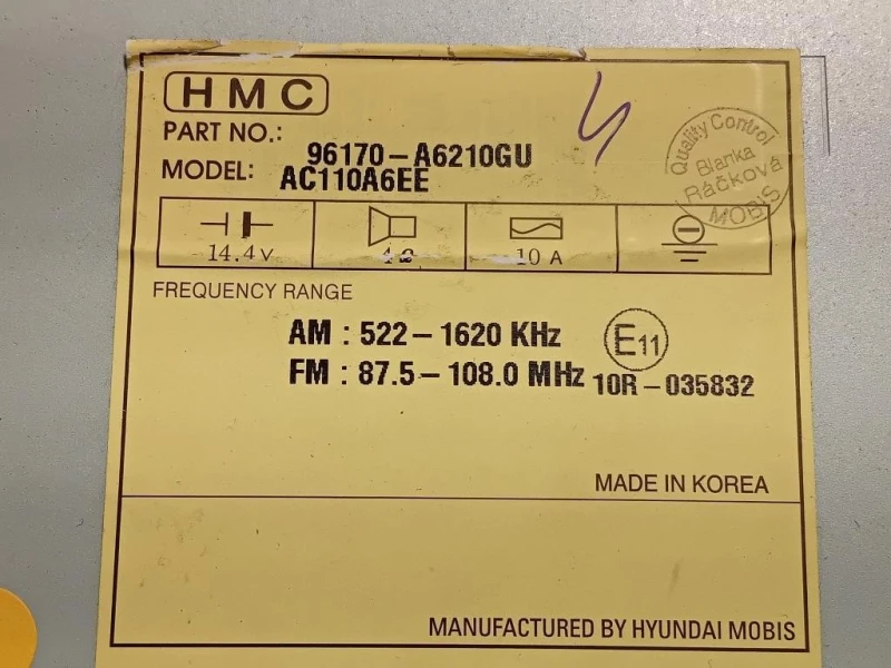 Unità Autoradio 96170-A6210GU Hyundai I30 II 2015