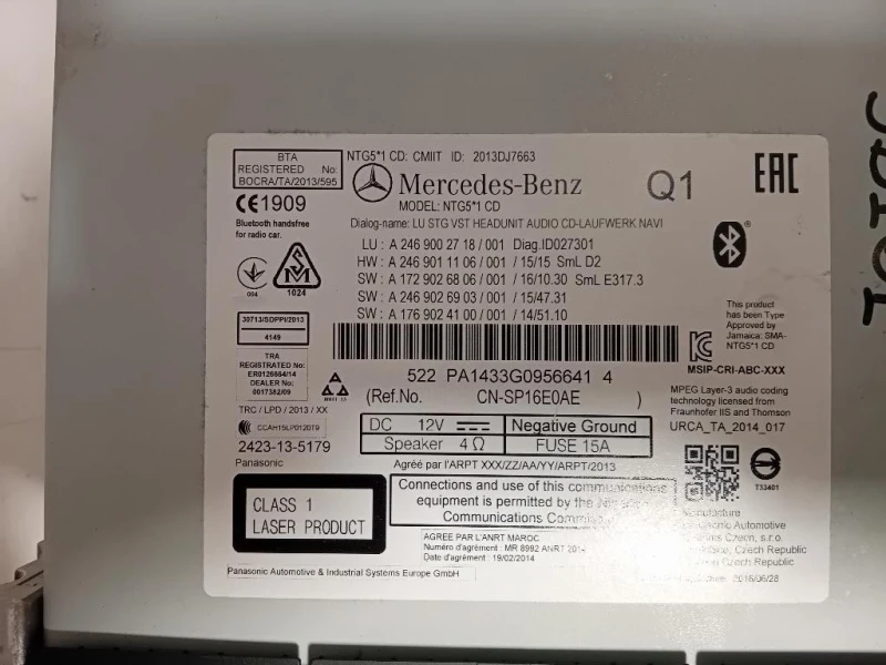 Unità Autoradio A2469002718 Mercedes Classe A W176 2015