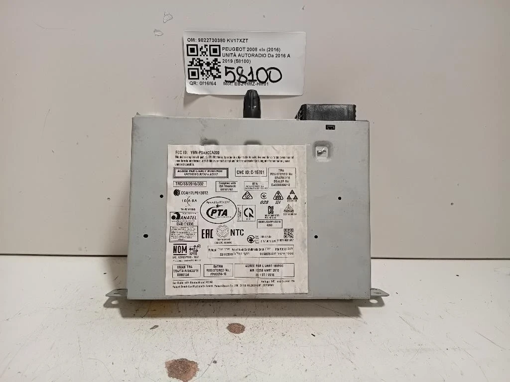 Unità Autoradio 9822730380 Peugeot 2008 I 2016