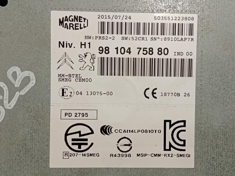 Unità Autoradio 9810475880 Peugeot 308 II SW 2014