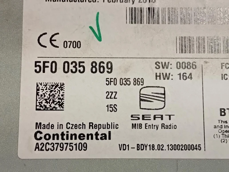 Unità Autoradio 5F0035869 Seat LEON 5F1 2013