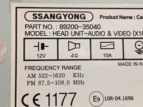 Unita DI Comando Multimediale 89200-35040 Ssangyong Tivoli 2015