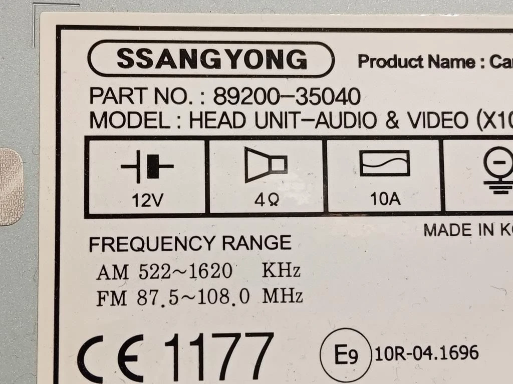 Unita DI Comando Multimediale 89200-35040 Ssangyong Tivoli 2015