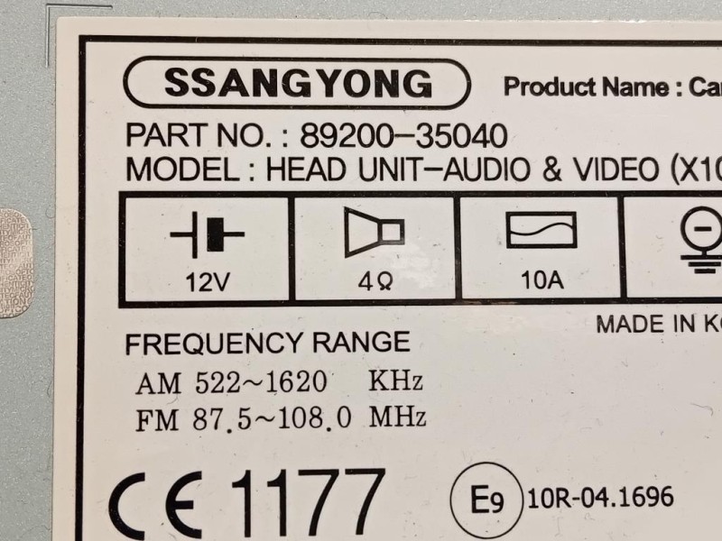 Unita DI Comando Multimediale 89200-35040 Ssangyong Tivoli 2015