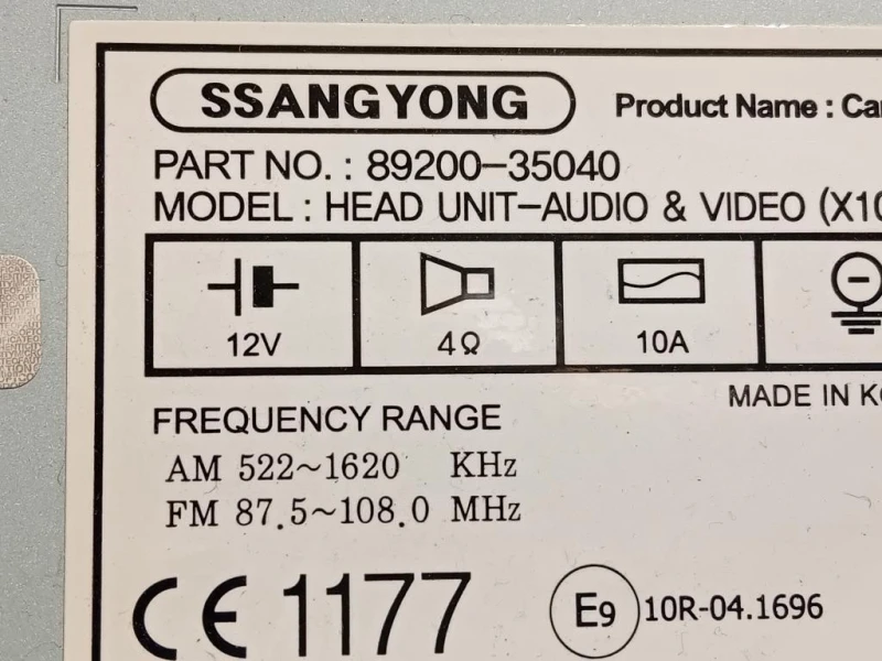 Unita DI Comando Multimediale 89200-35040 Ssangyong Tivoli 2015