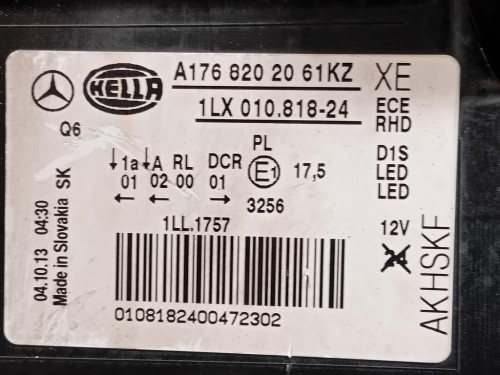 Proiettore ANT DX A1768202061 Mercedes Classe A W176 2013