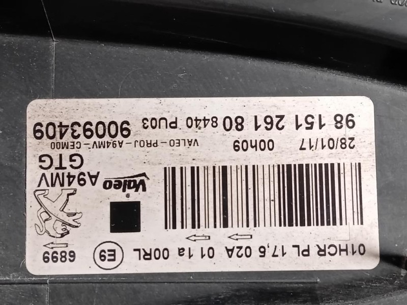 Proiettore ANT SX 1685353980 Peugeot 2008 I 2016