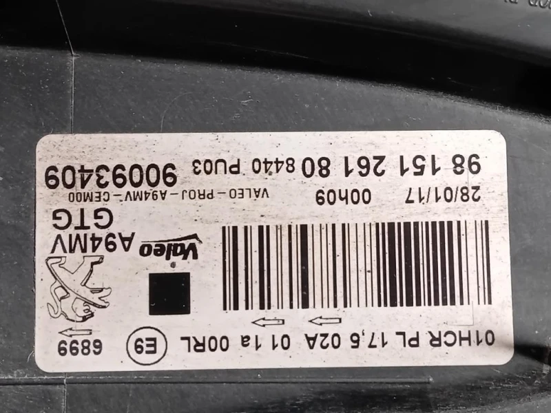 Proiettore ANT SX 1685353980 Peugeot 2008 I 2016