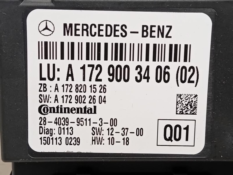 Centralina Apertura Tetto A1729003406 Mercedes Classe SLK R172 2011