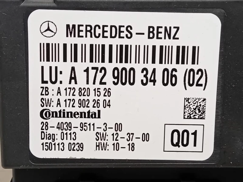 Centralina Apertura Tetto A1729003406 Mercedes Classe SLK R172 2011